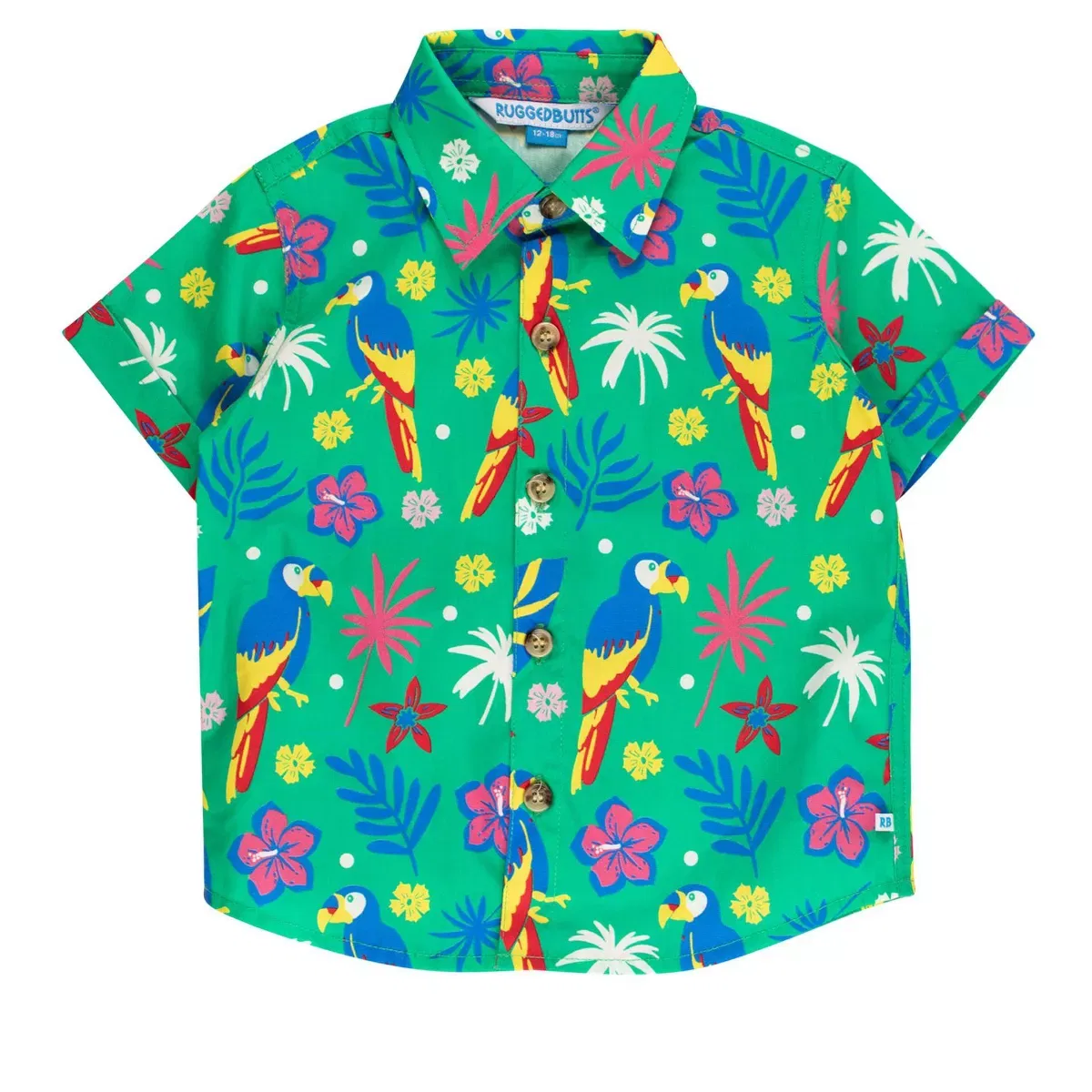 Детская рубашка с коротким рукавом RuggedButts, Parrot Palms
