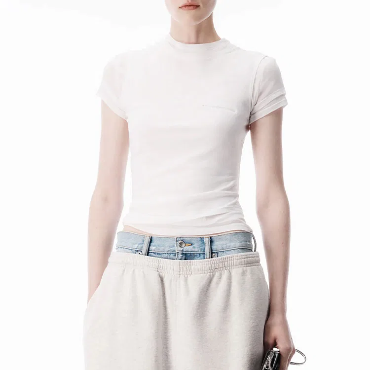 Женская футболка с длинным рукавом и слоями Alexander Wang, White — фото 4