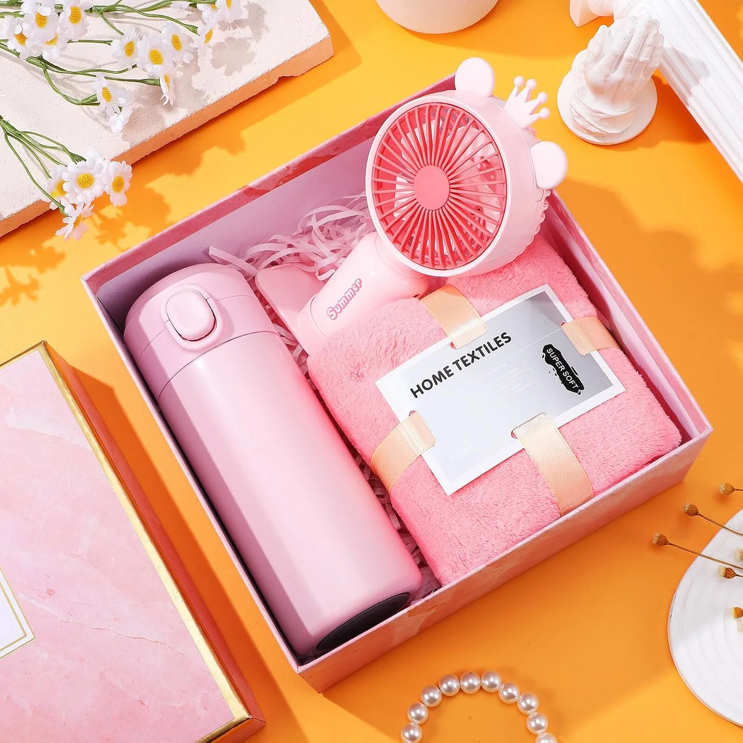Набор уходовой косметики ELAYARD, термокружка, веер, полотенце, Pink — фото 4