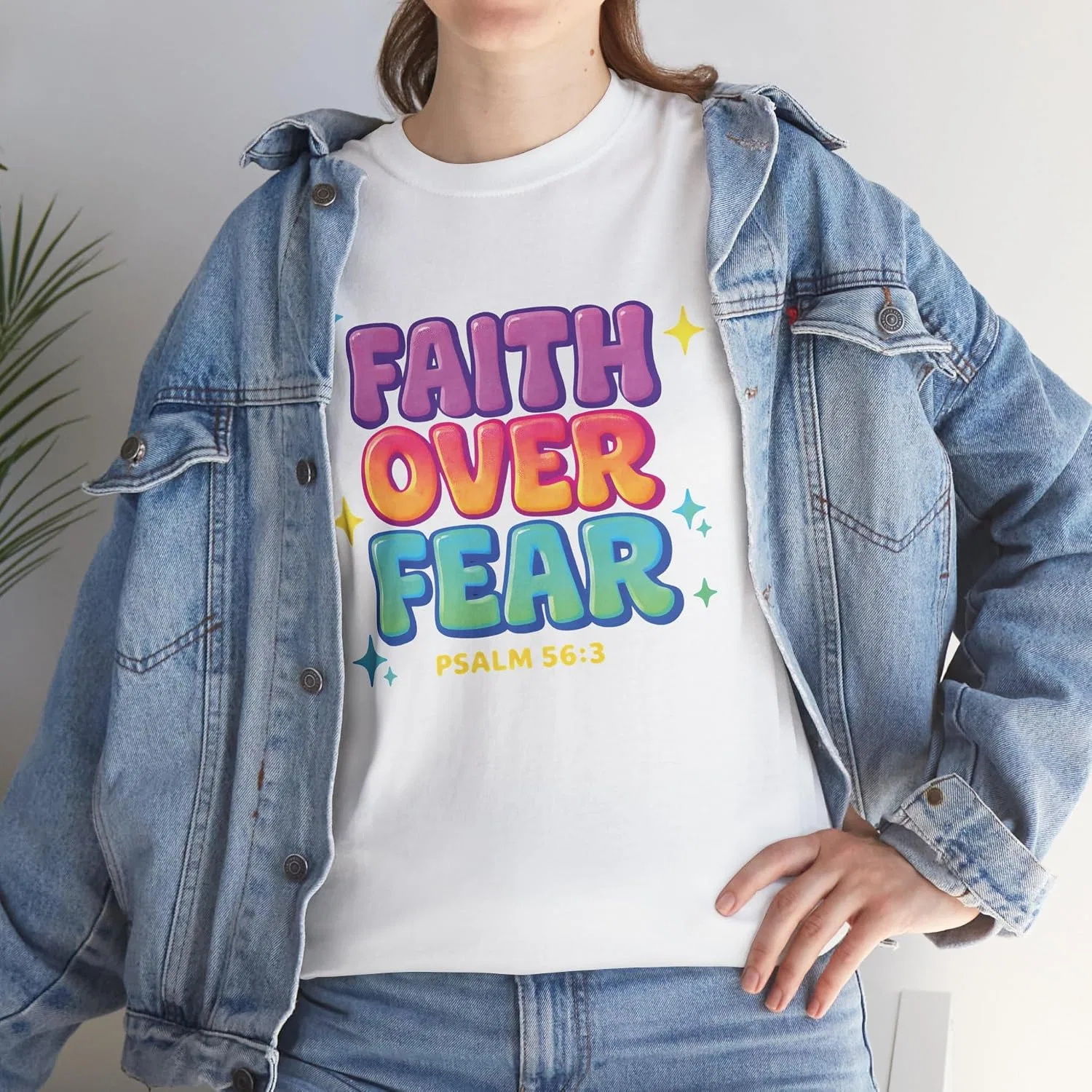 Мужская футболка с принтом Faith Over Fear, белый — фото 2