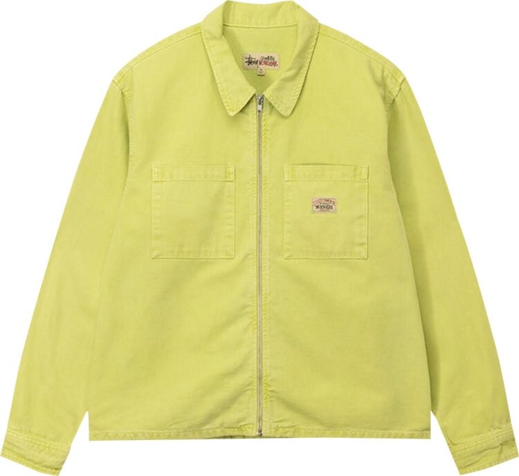 

Рубашка Stussy Washed Canvas Zip Shirt 'Lime', желтый