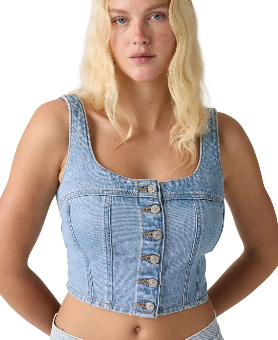 Топ джинсовый с квадратным вырезом без рукавов, модель Audra Seamed Levi's, I Will — фото 4