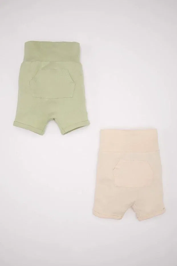 Детские шорты для мальчиков хлопковые комплект 2 шт Rib knit 2-pack shorts baby boy c4356a524sm Defacto, Beige