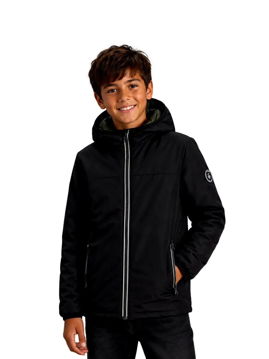 Детская межсезонная куртка Jack & Jones Junior 'JJEBrooklyn' черного цвета — фото 2