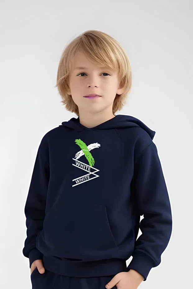 Детский спортивный костюм для мальчиков с принтом Fyk Kids, Navy Blue — фото 2