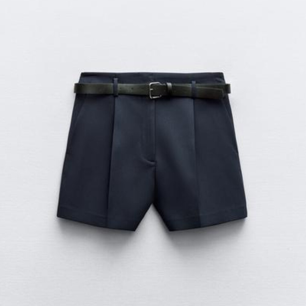 

Шорты Zara Basic High-waist, темно-синий