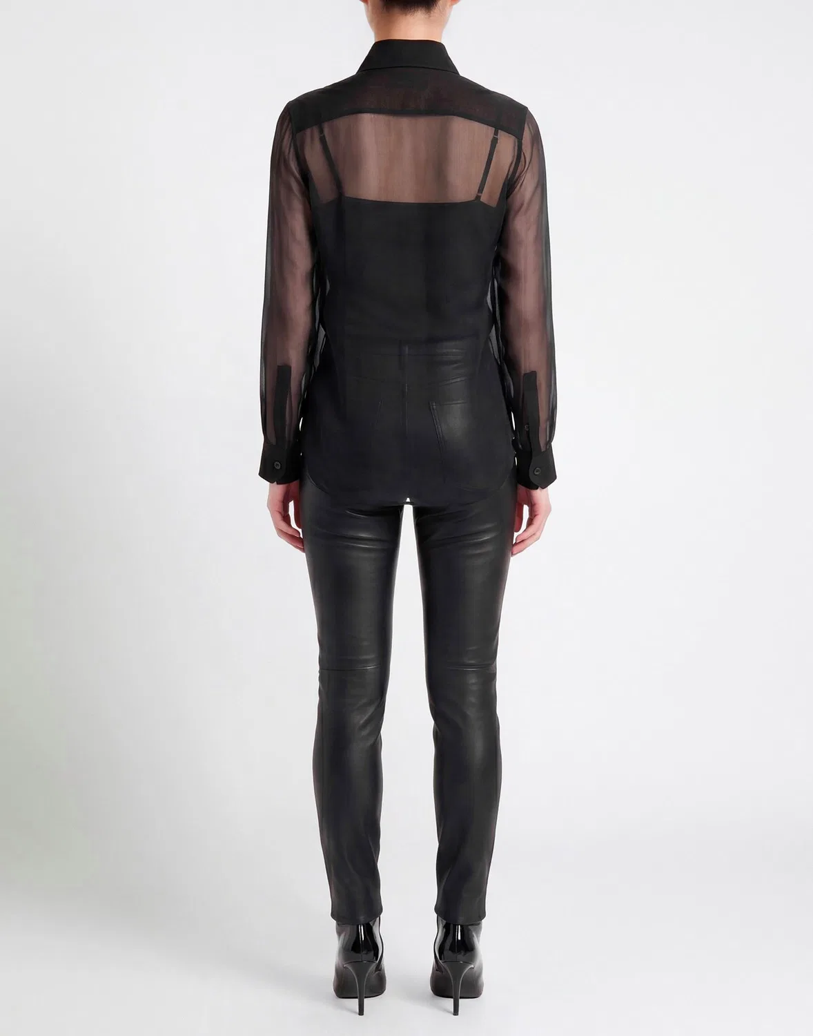 Женская рубашка из шелка с длинным рукавом Saint Laurent, черный — фото 3
