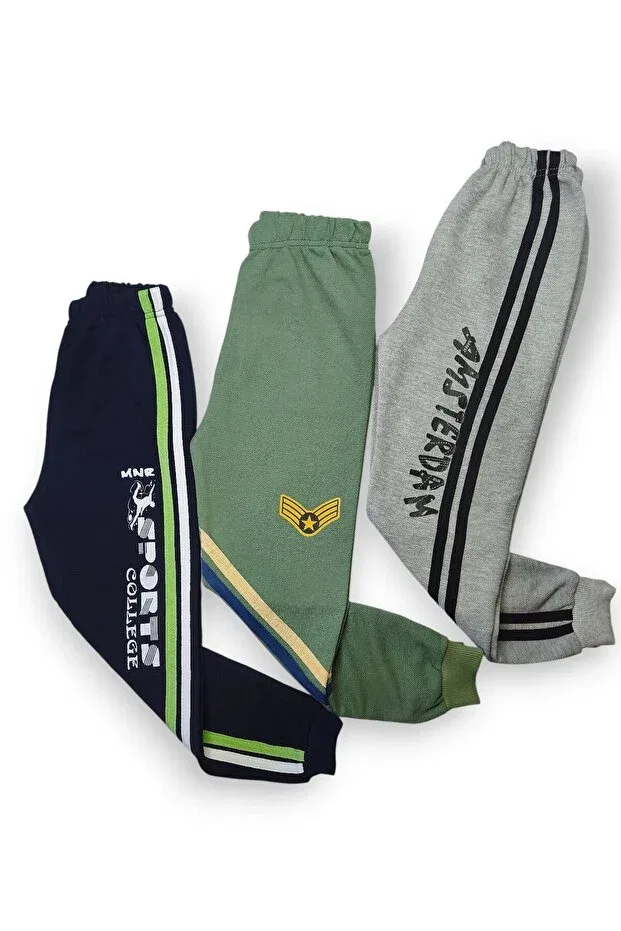 Детские спортивные штаны для мальчиков с принтом Minik Motion, Navy Blue - Green - Gray — фото 2
