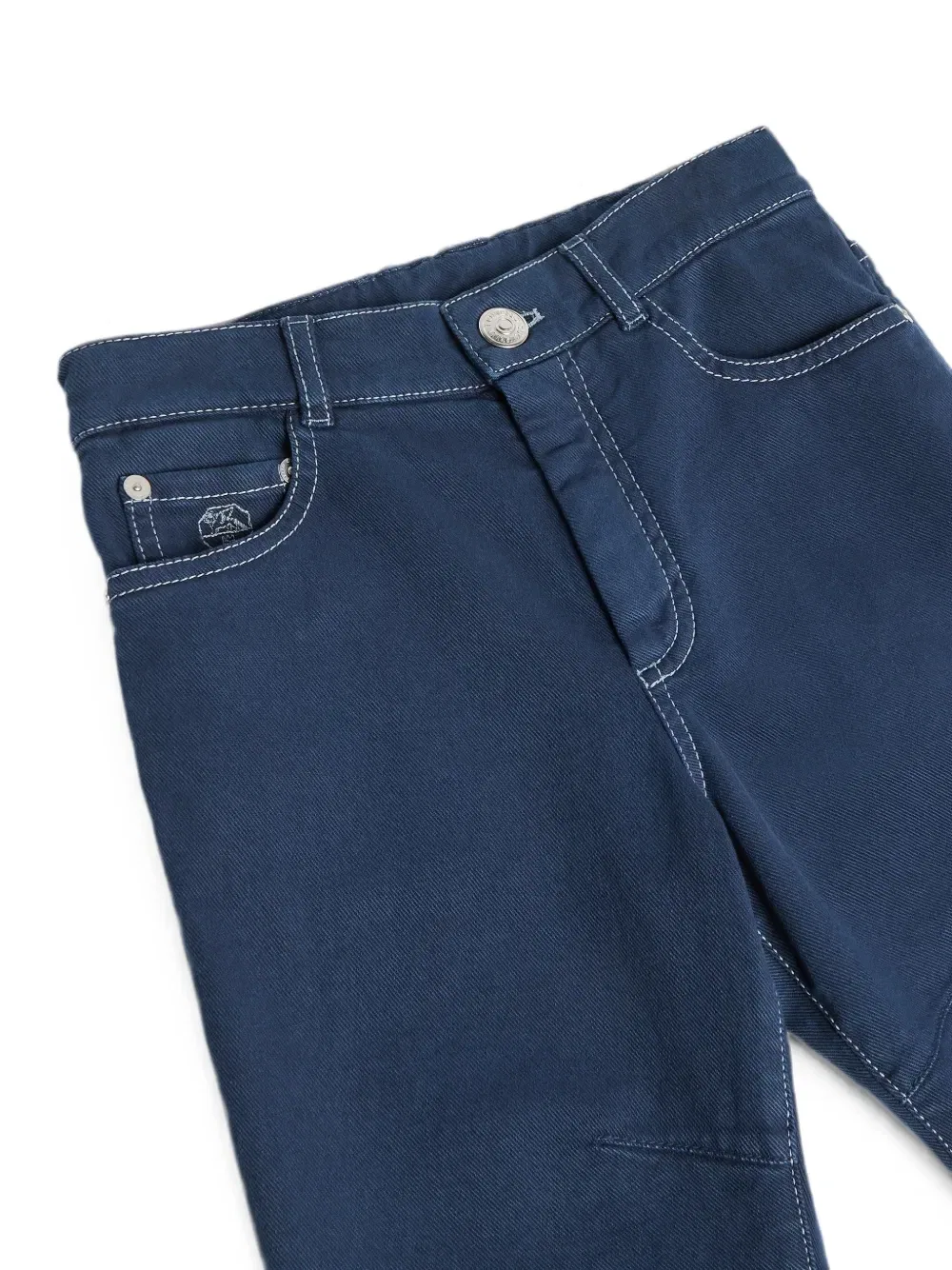 Легкие джинсы с контрастной строчкой Brunello Cucinelli Kids, синий — фото 3