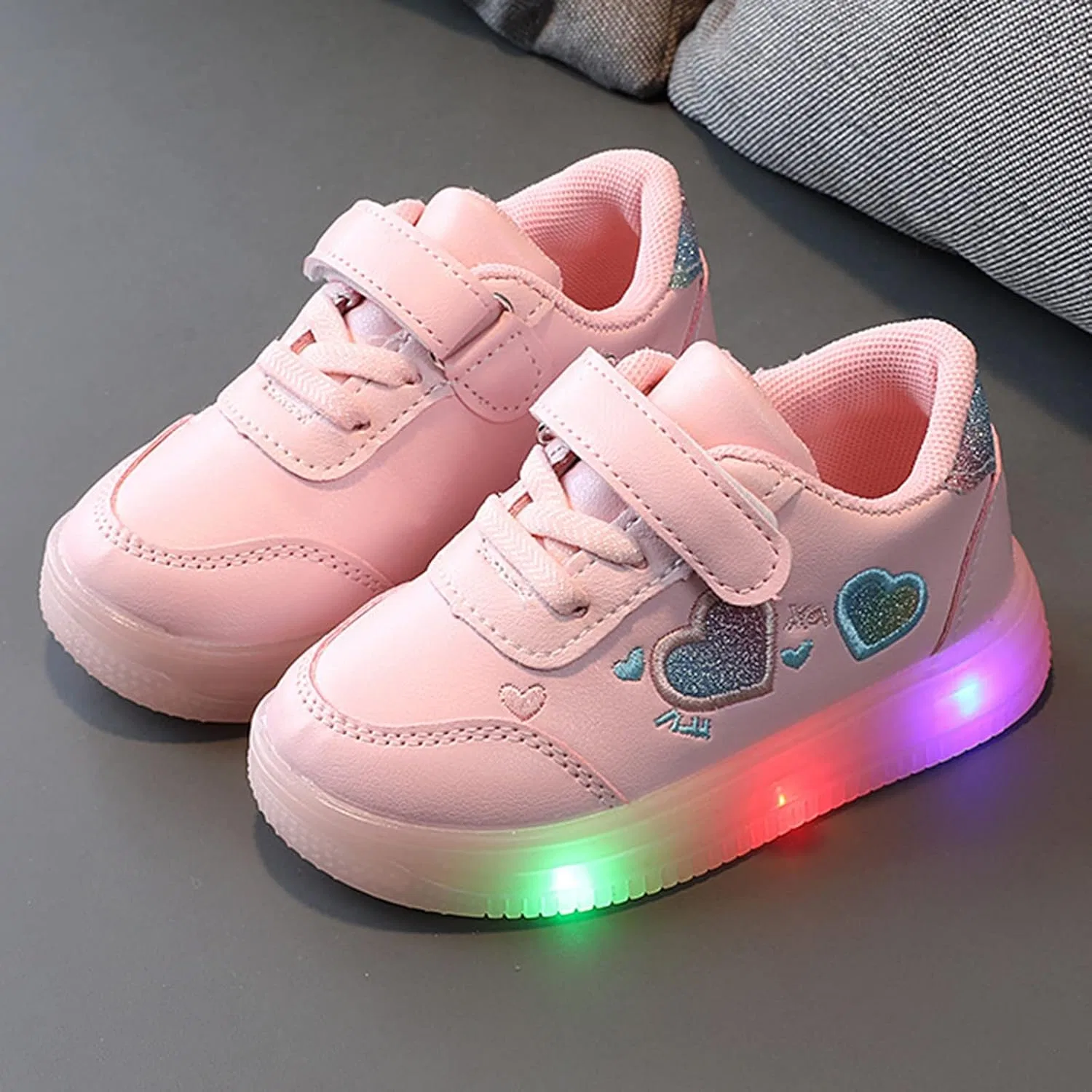 Детские кроссовки для девочек с LED-подсветкой, Pink — фото 2