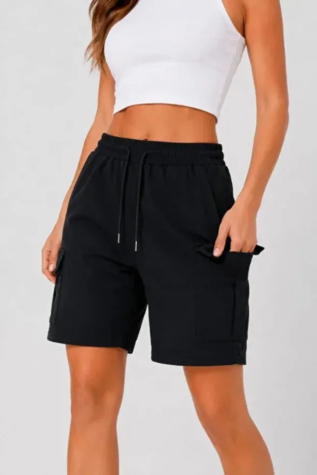 Детские шорты для девочек карго с карманами Vella Moda, Black