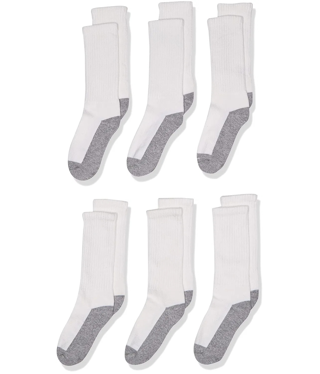 Спортивные носки для мальчиков с бесшовным мысом, 6 пар Boys Seamless Toe Athletic Crew 6-pack Jefferies Socks, White/Grey