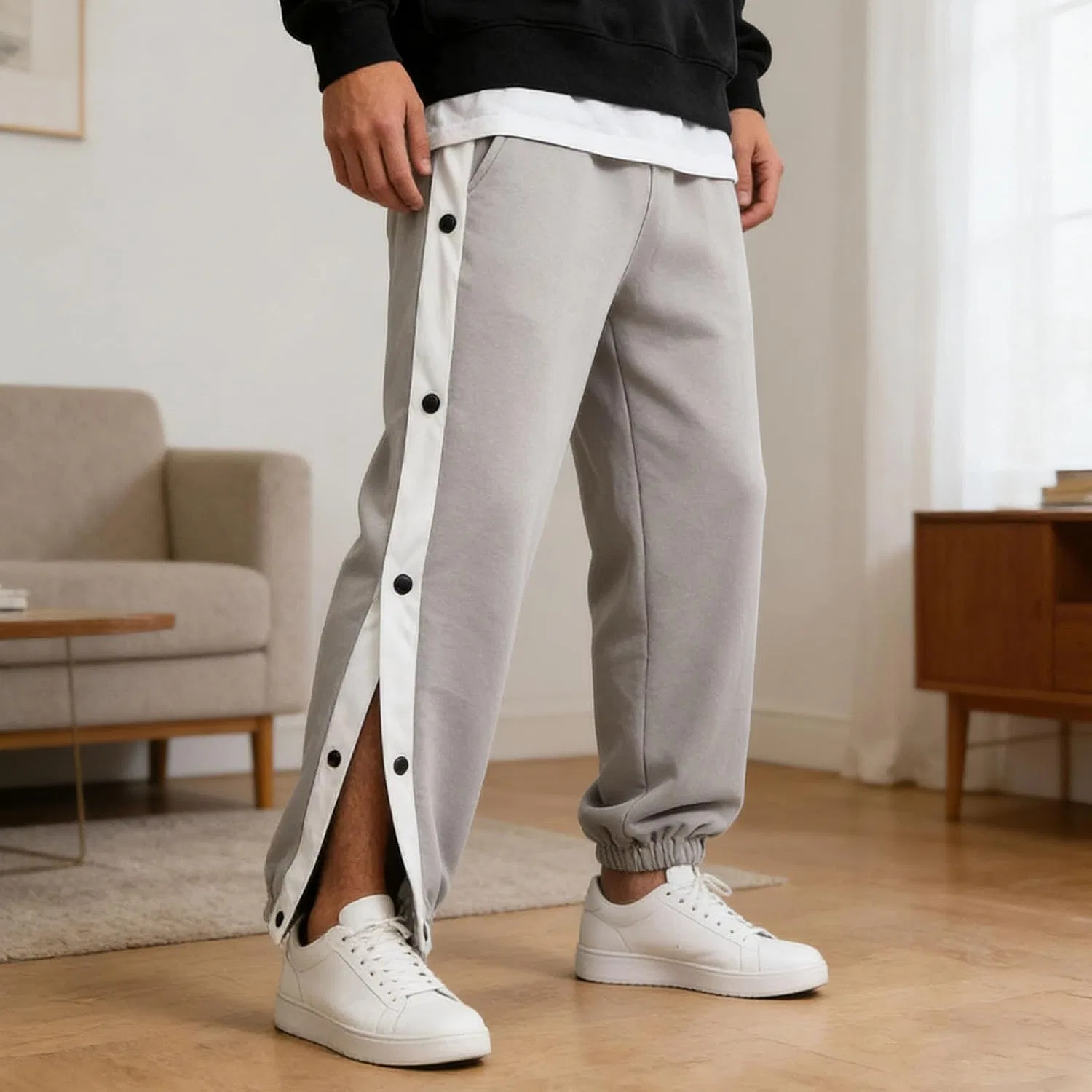 Мужские свободные брюки с широкими штанинами, Tear Away Pants, серый — фото 3