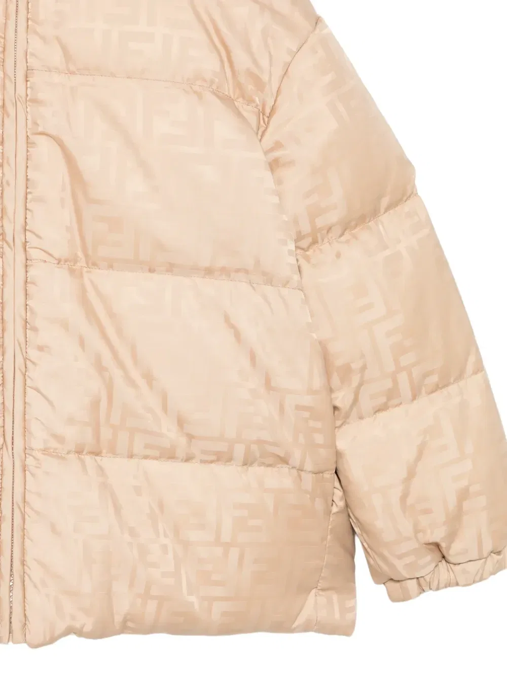 Двусторонняя куртка-пуховик с капюшоном и логотипом FF FENDI KIDS, бежевый — фото 3