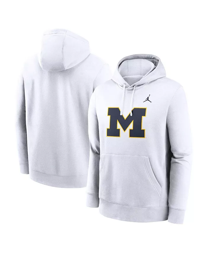 

Мужская толстовка с капюшоном Michigan Wolverines Primetime Evergreen Club Fleece Jordan, белый