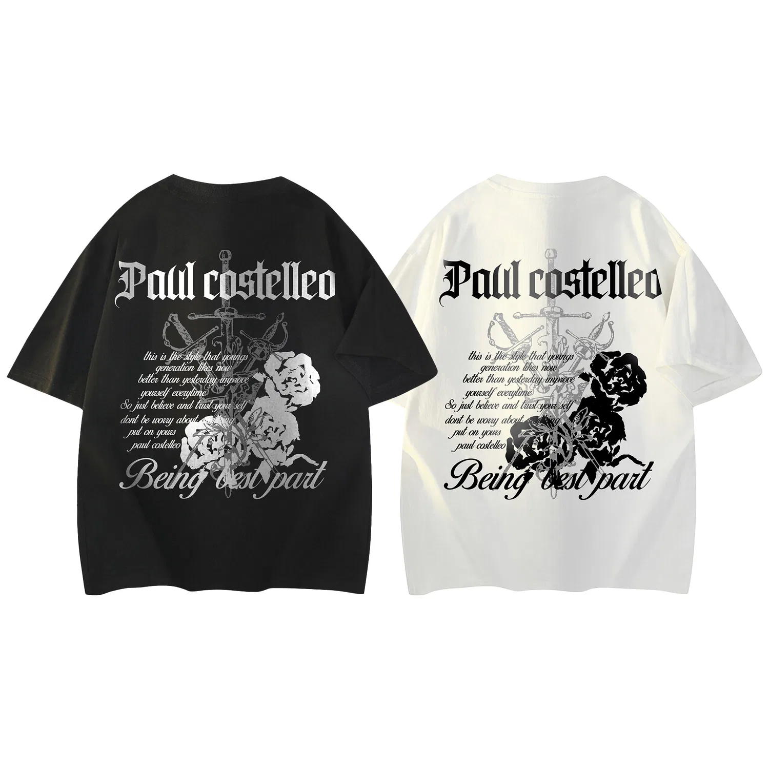 Детский комплект футболок с принтом Black/White 2 Pack Paul Costelloe