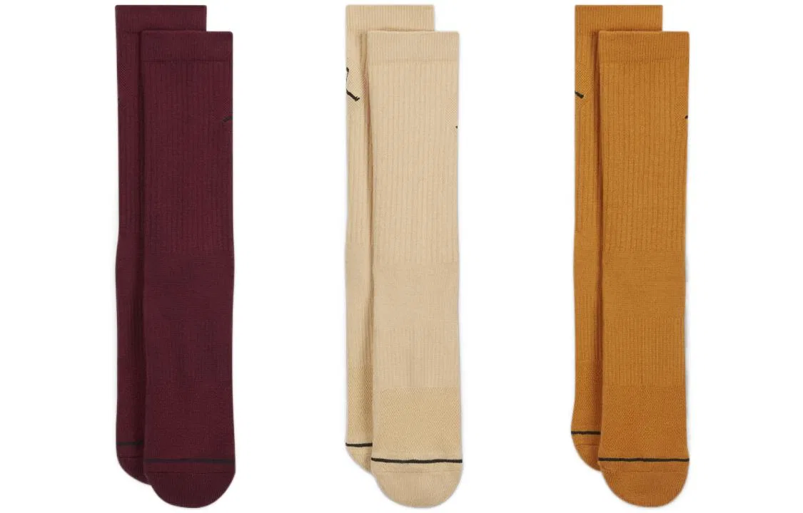 Мужские носки до колена, набор из 3 пар, Jordan, Cherrywood Red/Sesame Brown/Spicy Yellow