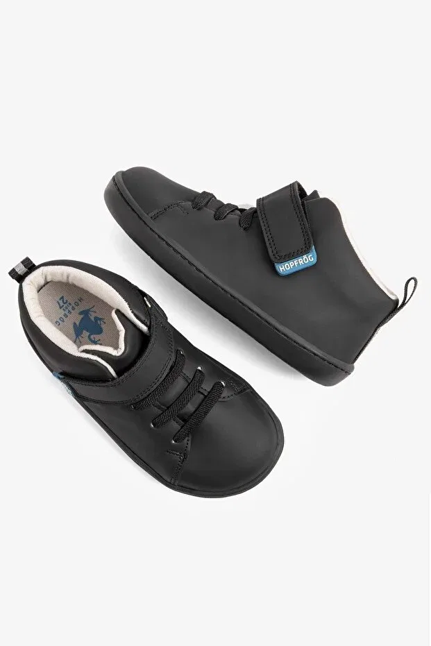 Детские ботинки для девочек с принтом Smart Walker High Top Super Matte Black Barefoot Kids Boots Hopfrög, Super Matte Black — фото 4