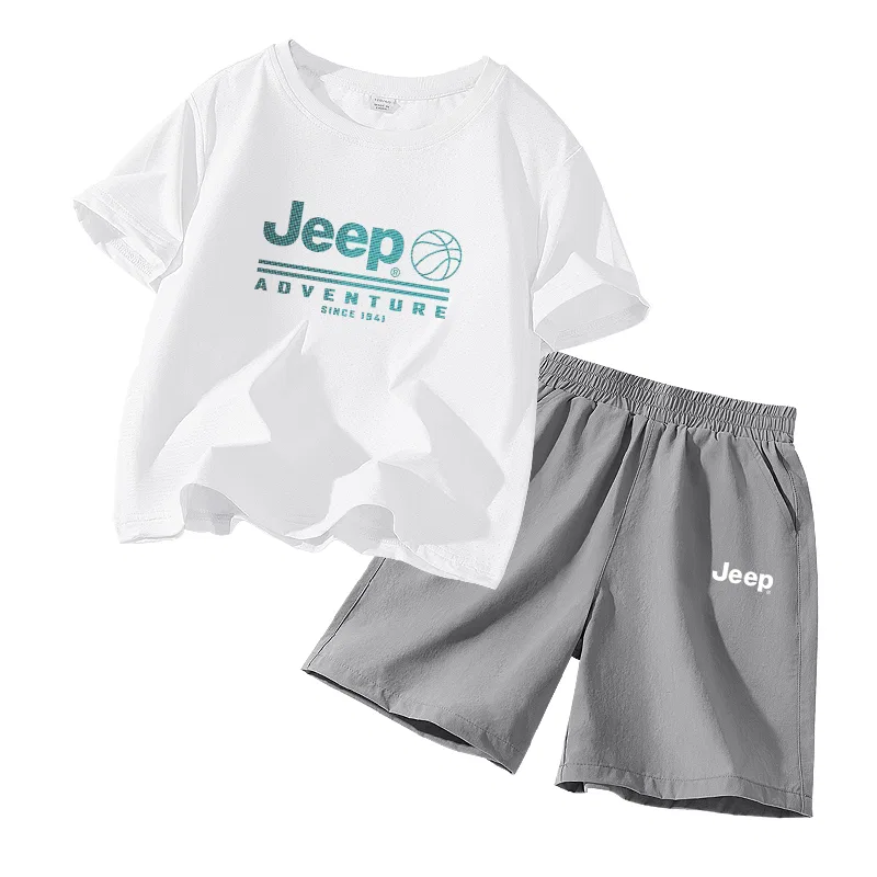 Детский спортивный комплект с принтом в горошек Jeep, White/E Polka Dot Blue-Gray/E White Logo K