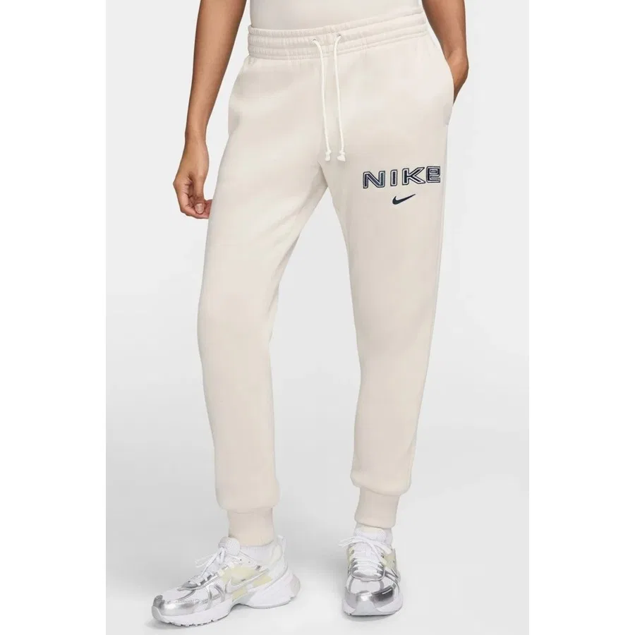 Спортивные брюки с высокой посадкой, модель Phoenix Fleece, Nike, Кремовый