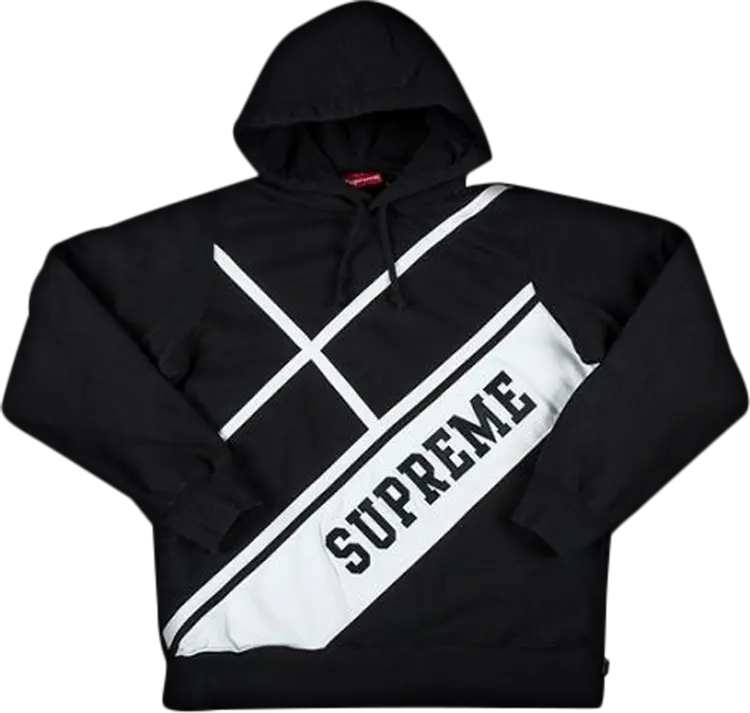 

Толстовка Supreme Diagonal Hooded Sweatshirt 'Black', черный