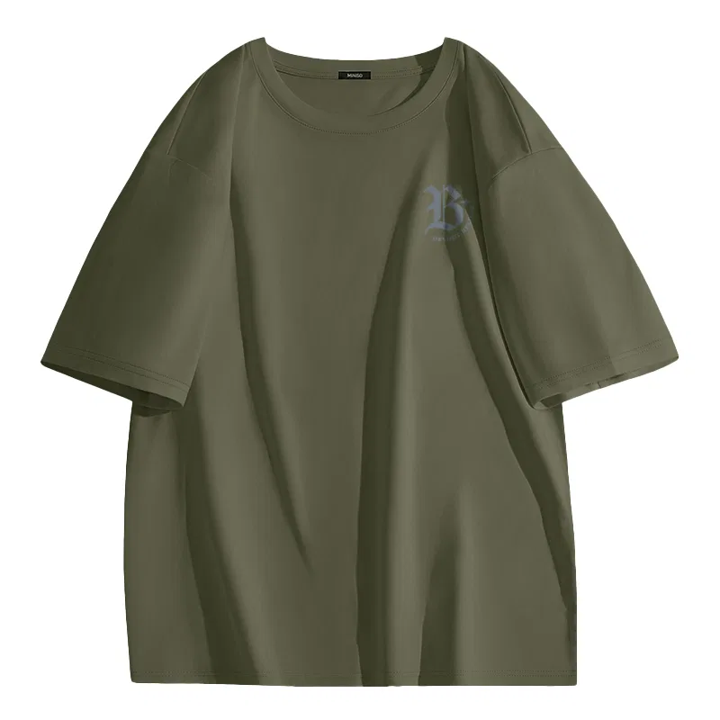Детская футболка с принтом MINISO, Cotton-Soft Ice Silk Cooling White Gothic Gray Breast Logo — фото 3