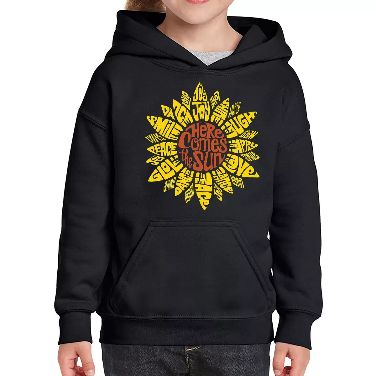 Детское худи с принтом Sunflower LA Pop Art, Black