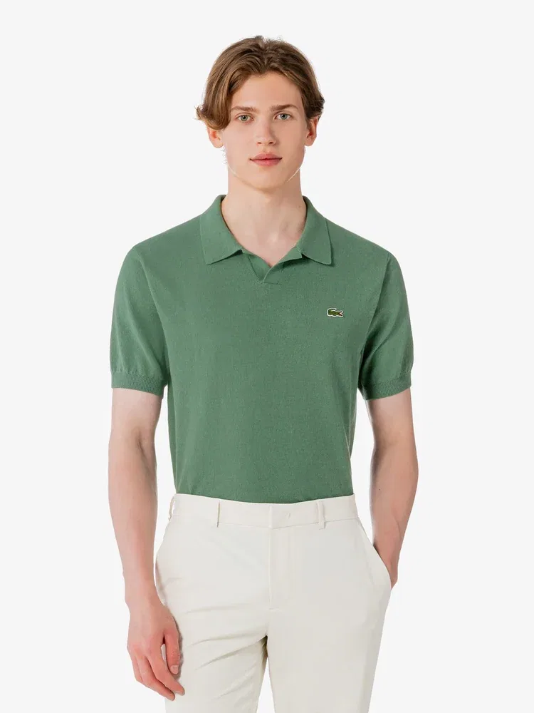 Поло мужское с открытым воротником, вязаное LACOSTE, Green