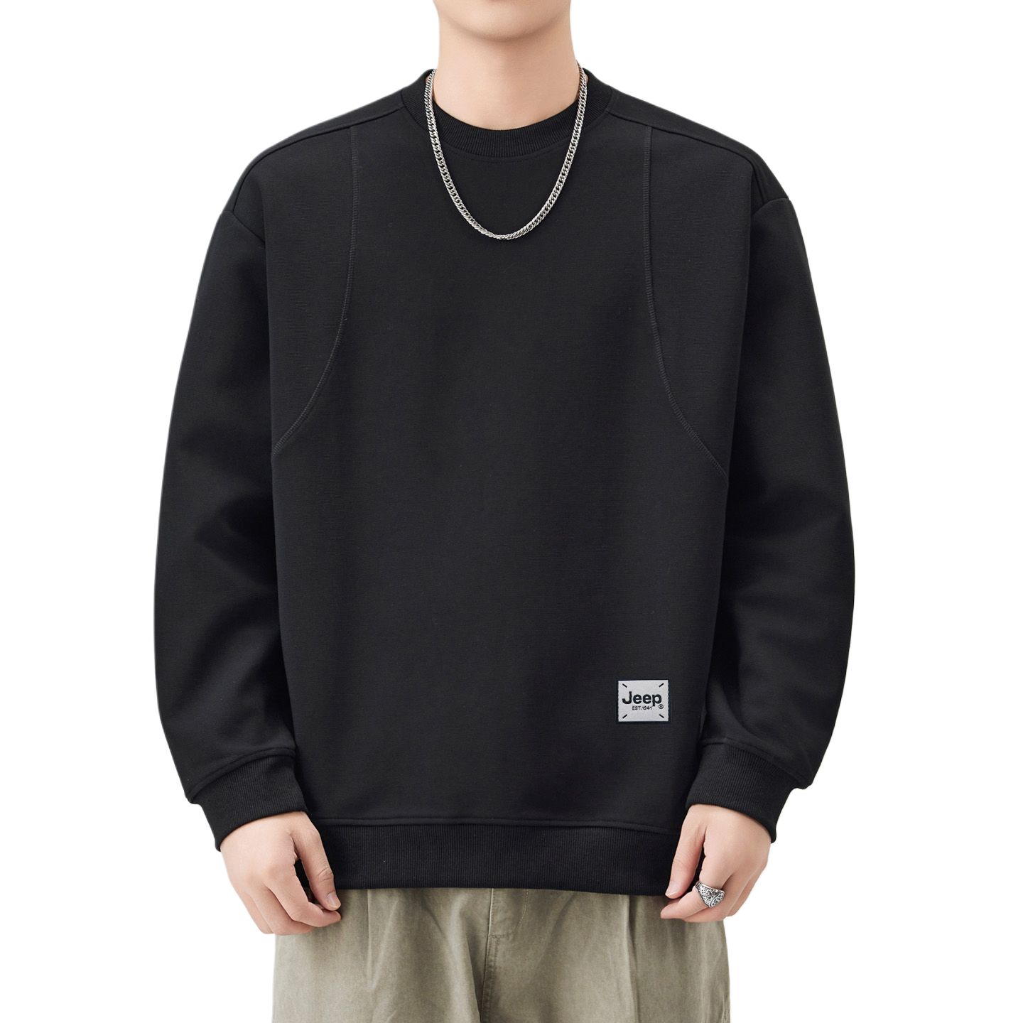

Свитшот Unisex Crew Neck Moderate Regular Jeep, черный