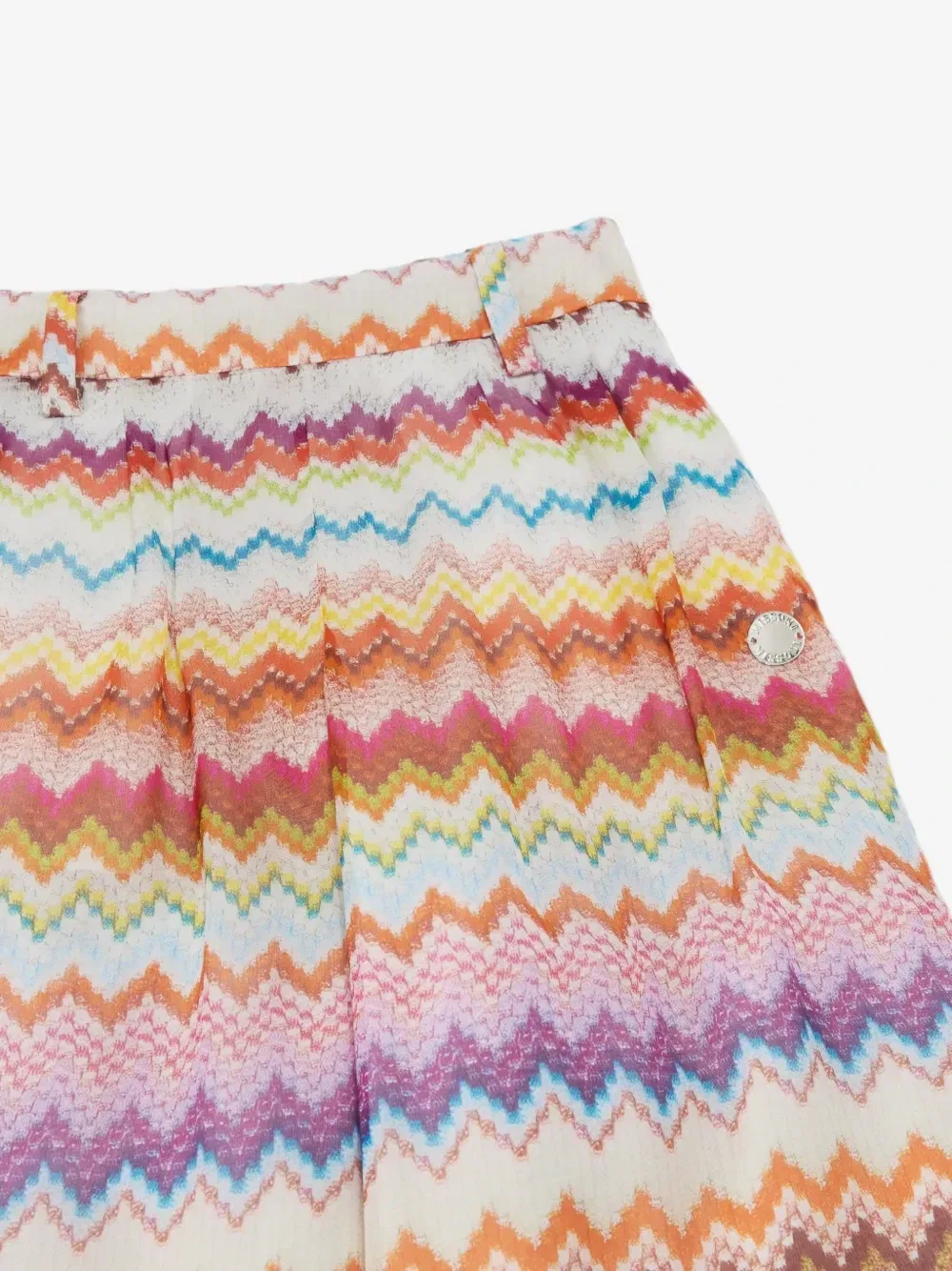 Брюки с принтом зигзаг и широкими штанинами Missoni Kids, бежевый — фото 3