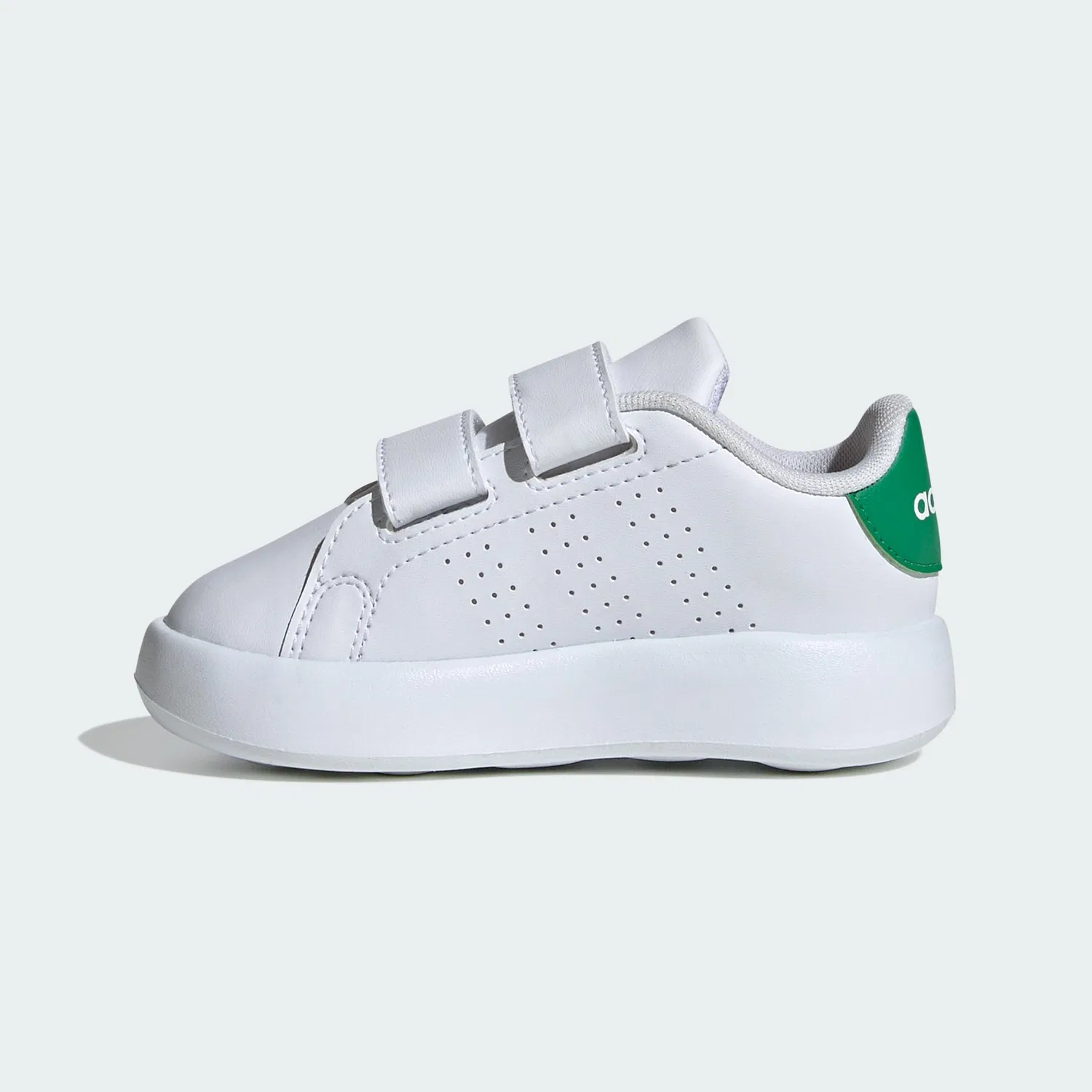 Детские кроссовки для мальчиков с липучками Advantage Kids Adidas, Cloud White Cloud White Green — фото 3