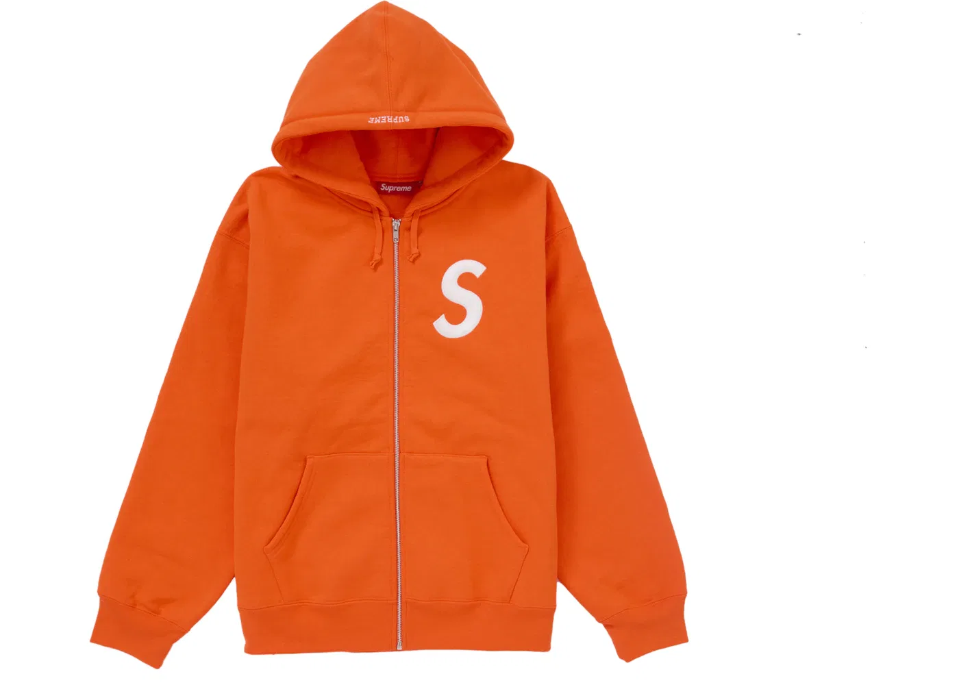 Мужская худи с молнией Supreme S Logo Zip Up Hooded Sweatshirt (FW24), Bright Orange