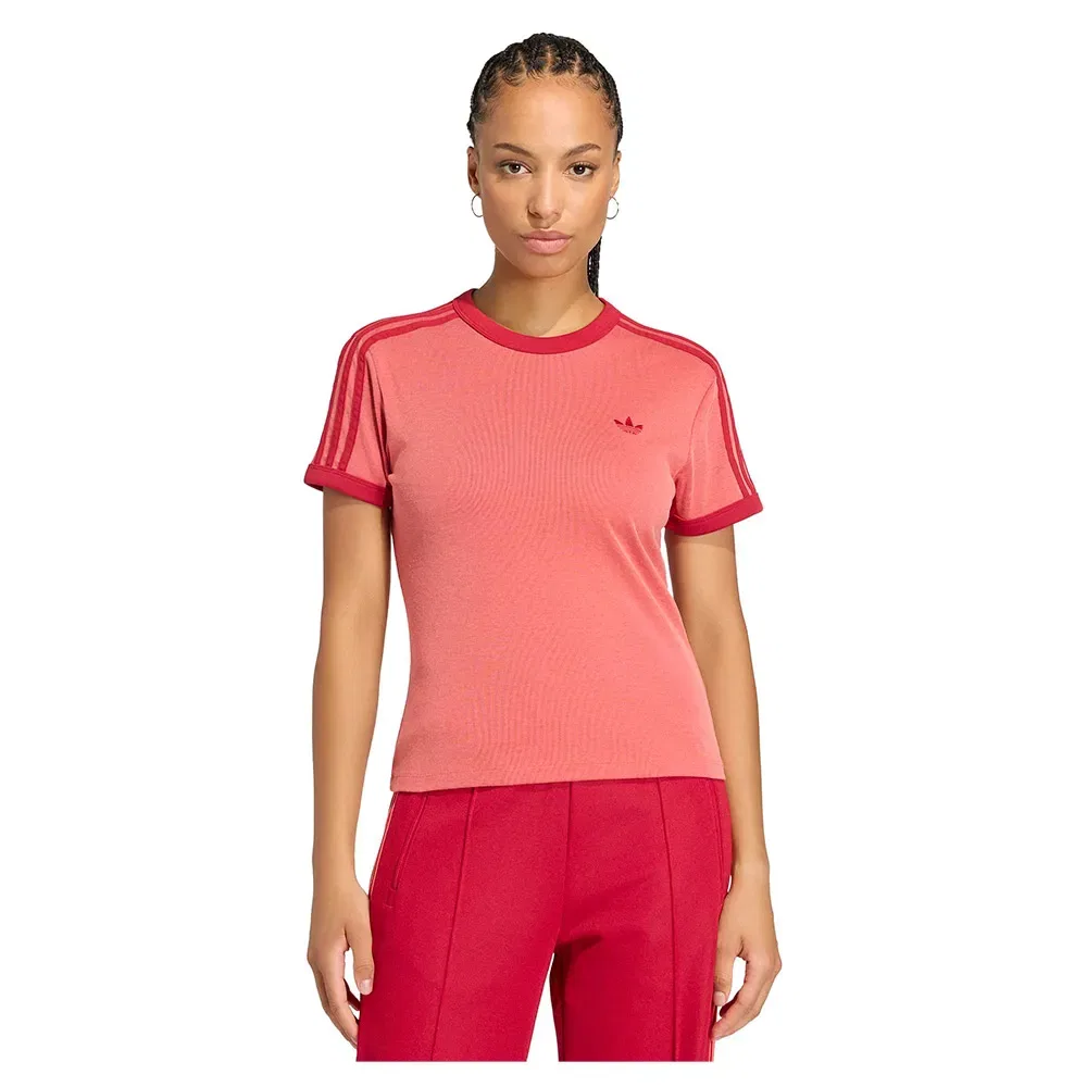 Женская футболка с коротким рукавом Heather 3 Stripes Cali Adidas Originals, Pink