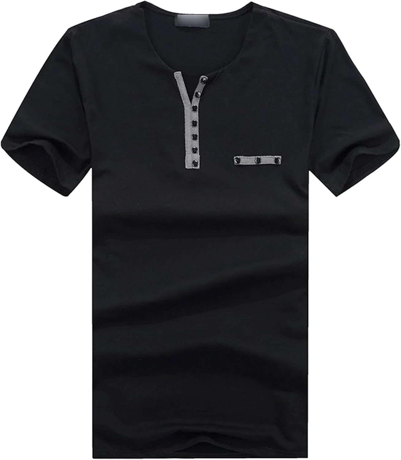 Мужская футболка с V-образным вырезом Henley, Black