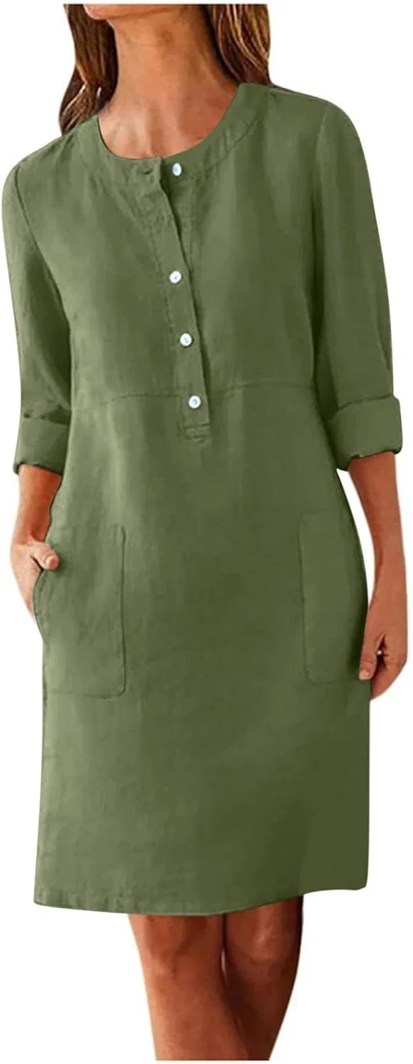 Женское повседневное платье с принтом, Army Green