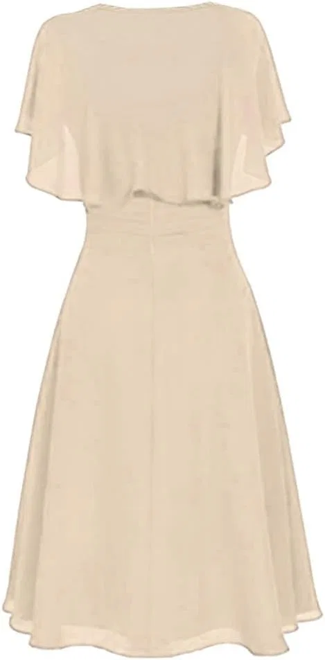Женское повседневное платье с накидкой из шифона Chiffon, Beige — фото 3