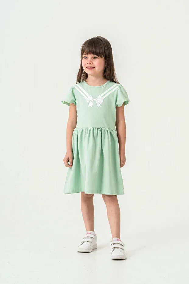 Детское платье для девочек с принтом Bow Printed 50971 My Hanne, Green