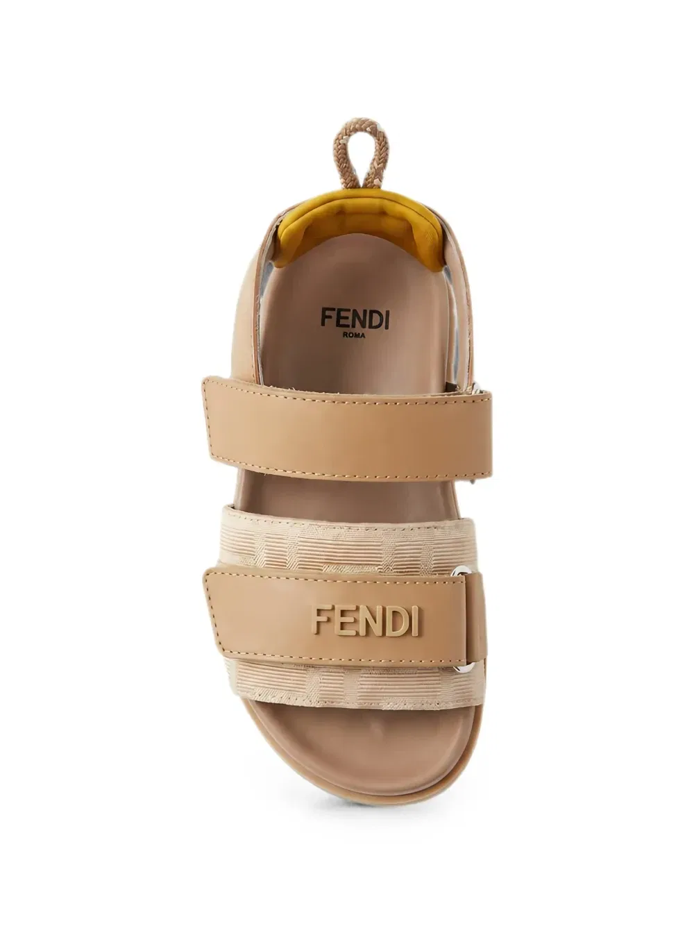 Босоножки с логотипом на липучках Fendi Kids, бежевый — фото 2