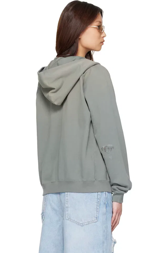 Худи Mended Fleece цвета хаки Acne Studios — фото 3