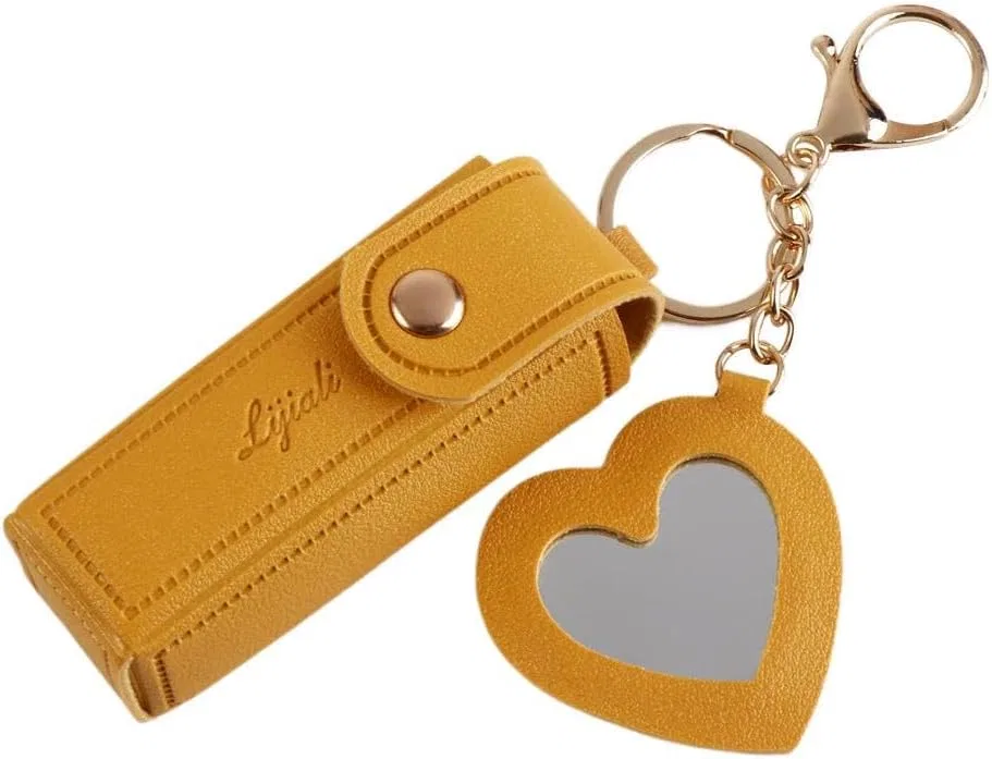 Косметичка для помады с зеркалом, PU, 9x3 см, Yellow Generisch