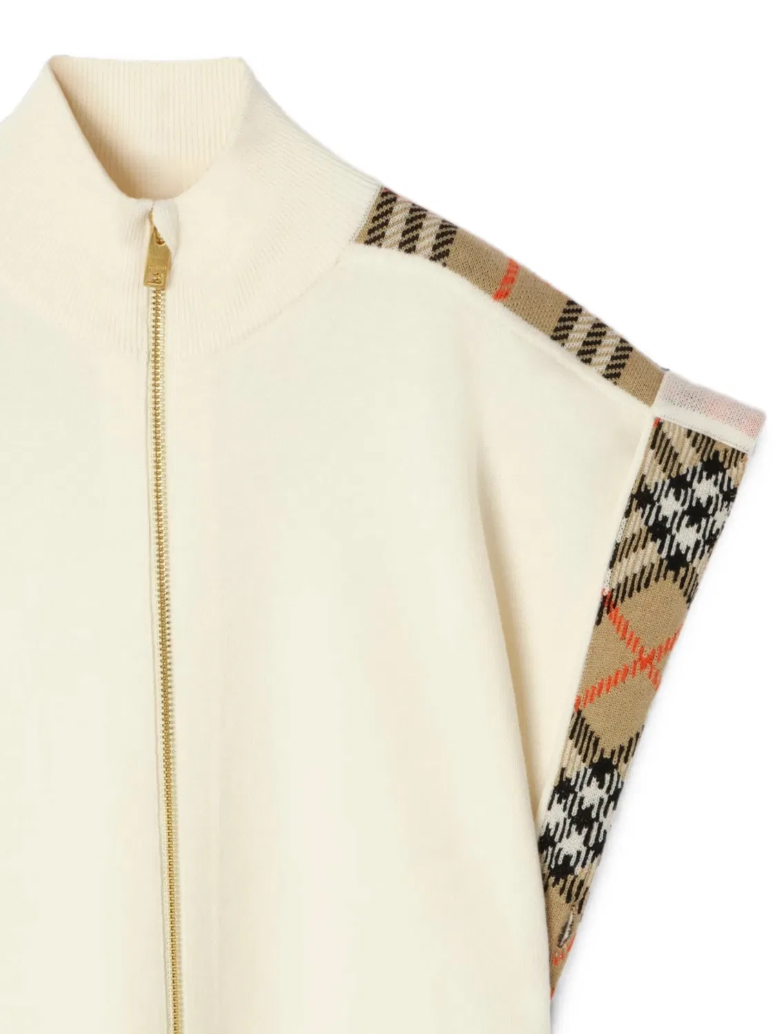 Кейп на молнии с отделкой в клетку Burberry Kids, белый — фото 3