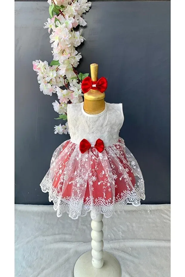 Детское платье для девочек без рукавов Petite Ponpon Baby, Red