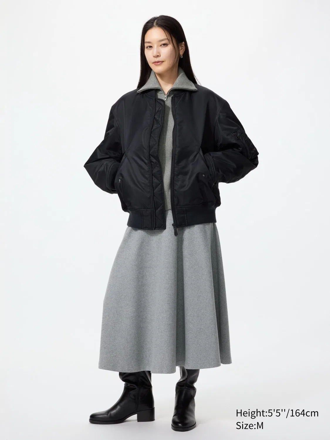 Юбка Uniqlo, трикотажная, из начеса, серый