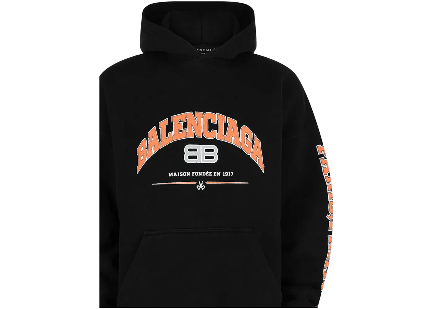 Мужской худи с принтом Hoodie Balenciaga, Black Orange — фото 3