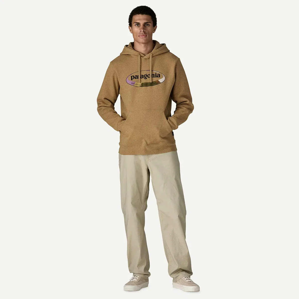 Мужское худи с принтом Uprisal Hoodie Patagonia, Birch White — фото 3
