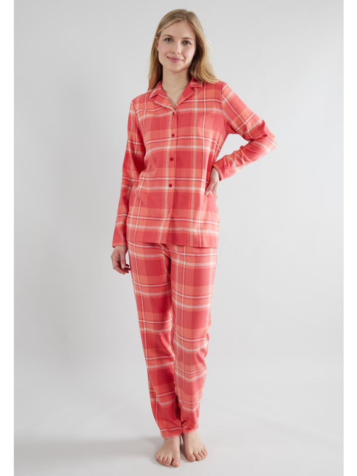 

Götzburg Фланелевая пижама, длинная, в стиле «жосселен», красного цвета в клетку средней плотности