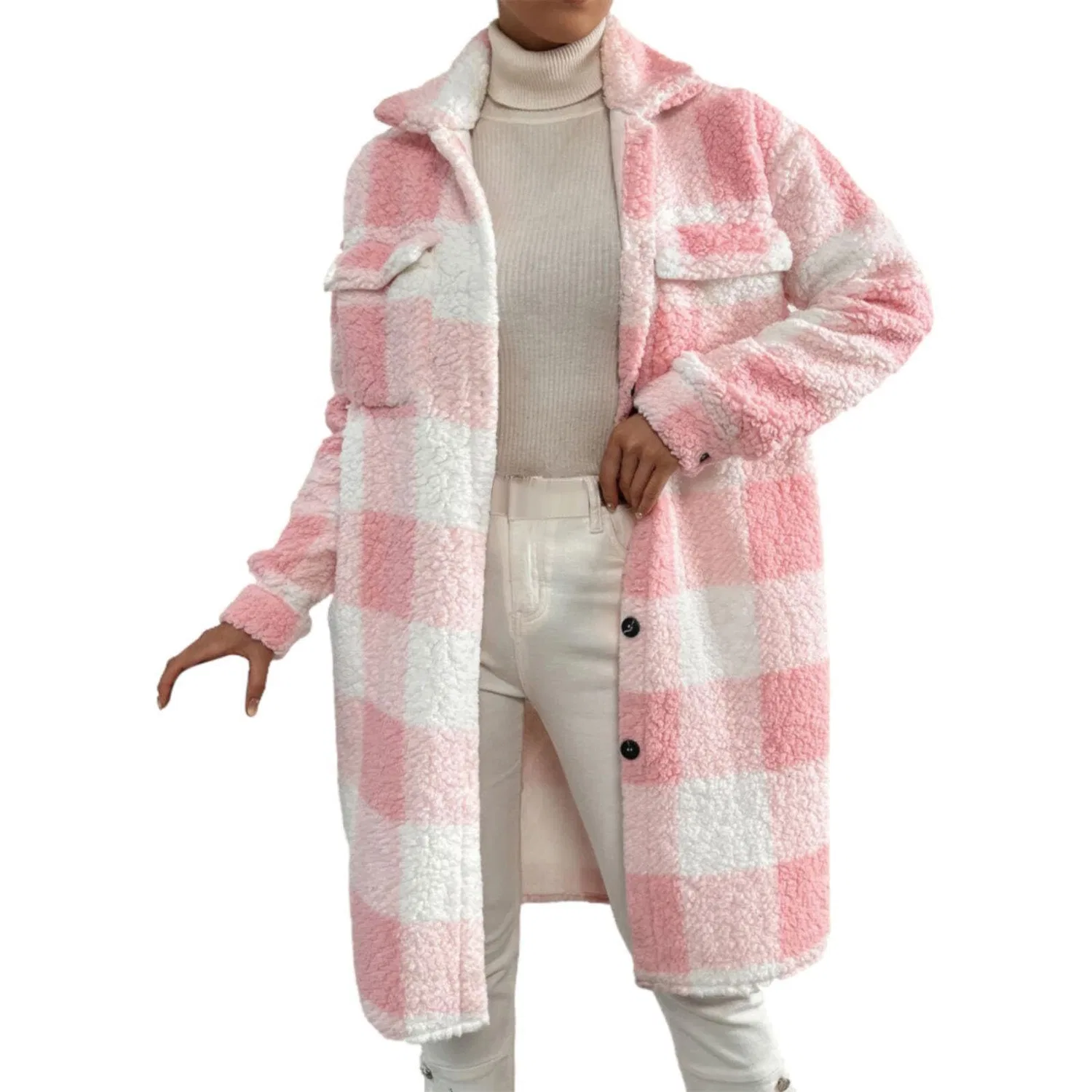 Женское длинное пальто с принтом в клетку Autunno O Inverno, rosa