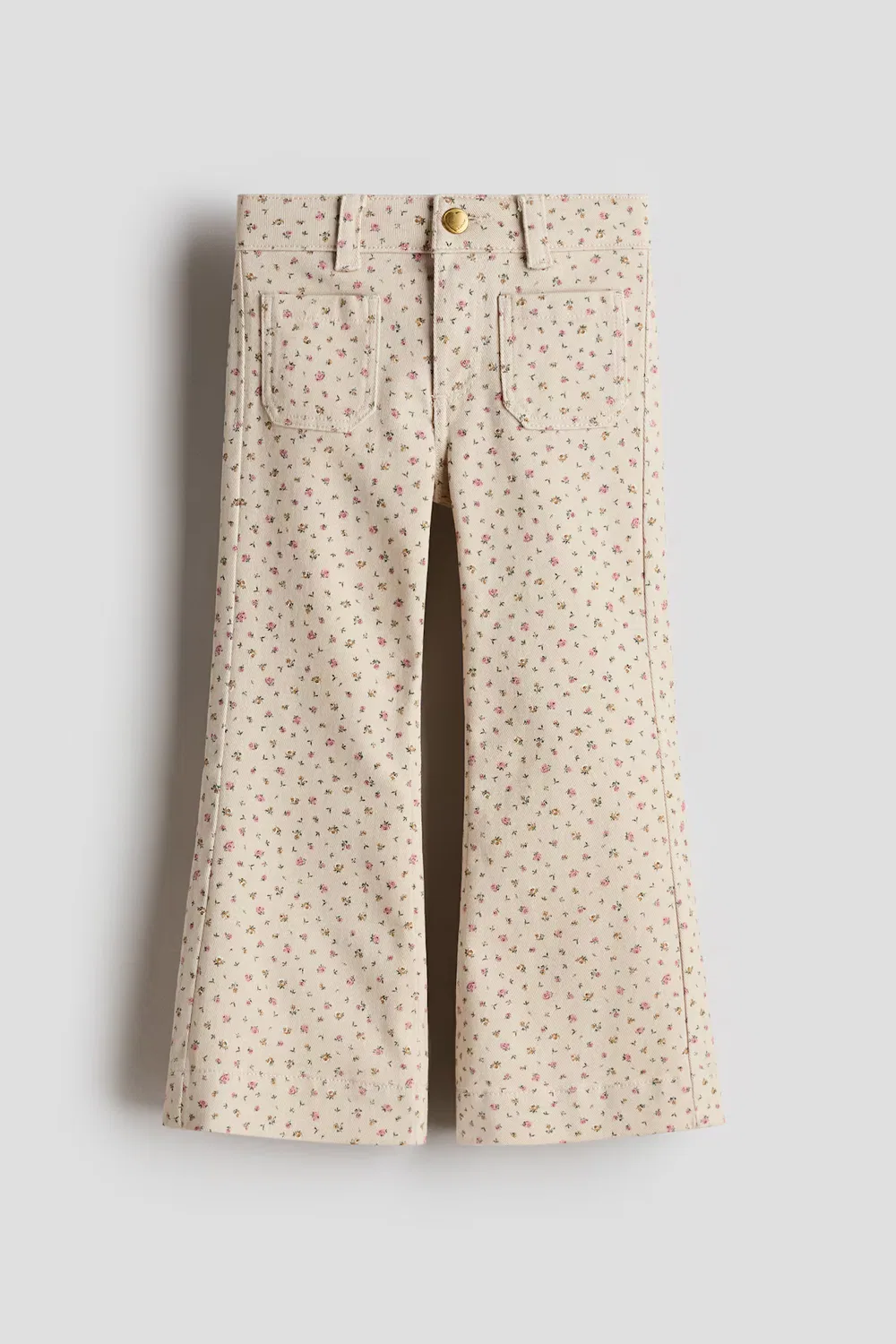 Расклешенные джинсы H&M, Beige/Geblümt — фото 3