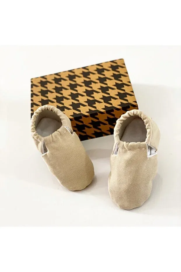 Детские пинетки из натуральной кожи с эластичными шнурками Babycitytr, Nude Color