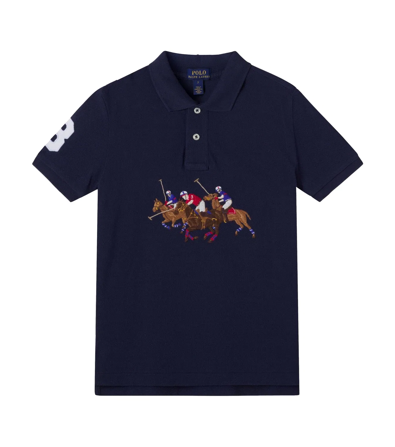 Футболка-поло из хлопка с вышивкой Polo Ralph Lauren Kids, синий